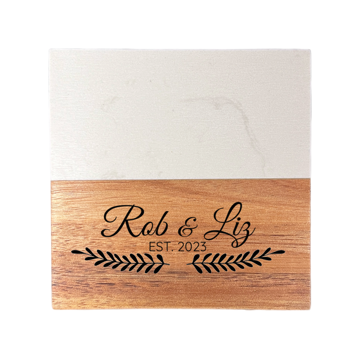 Home Sweet Home Marble and Wood Engraved Coaster Set of 4