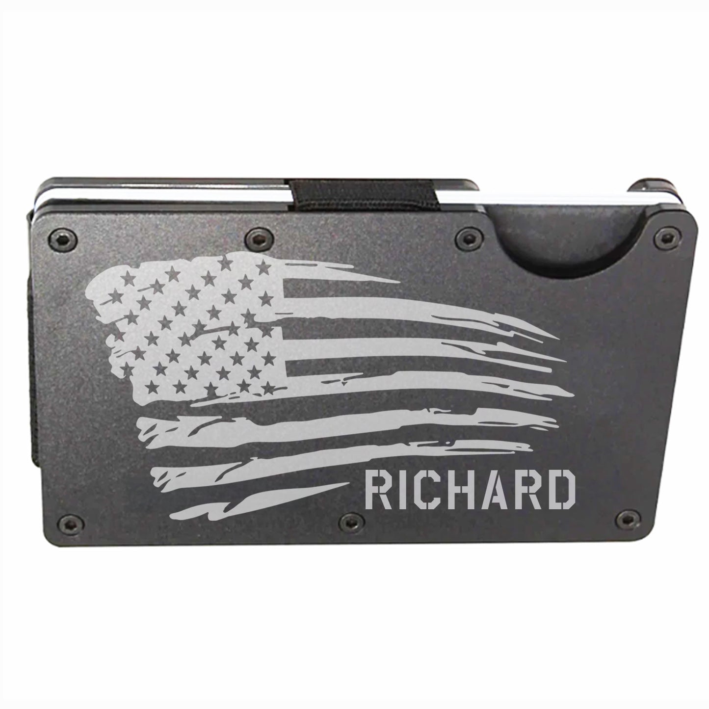 American Flag Slim Minimalist RFID Men's Engraved Personalized Wallet