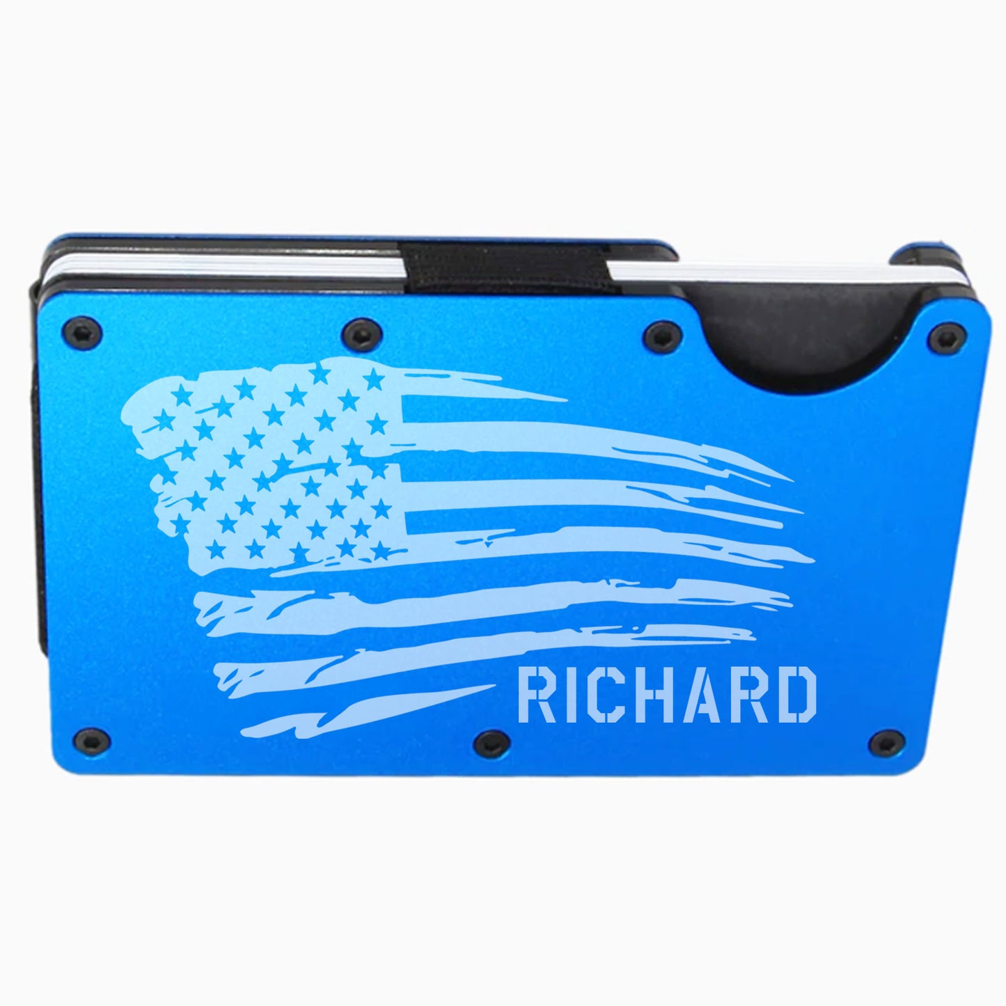 American Flag Slim Minimalist RFID Men's Engraved Personalized Wallet
