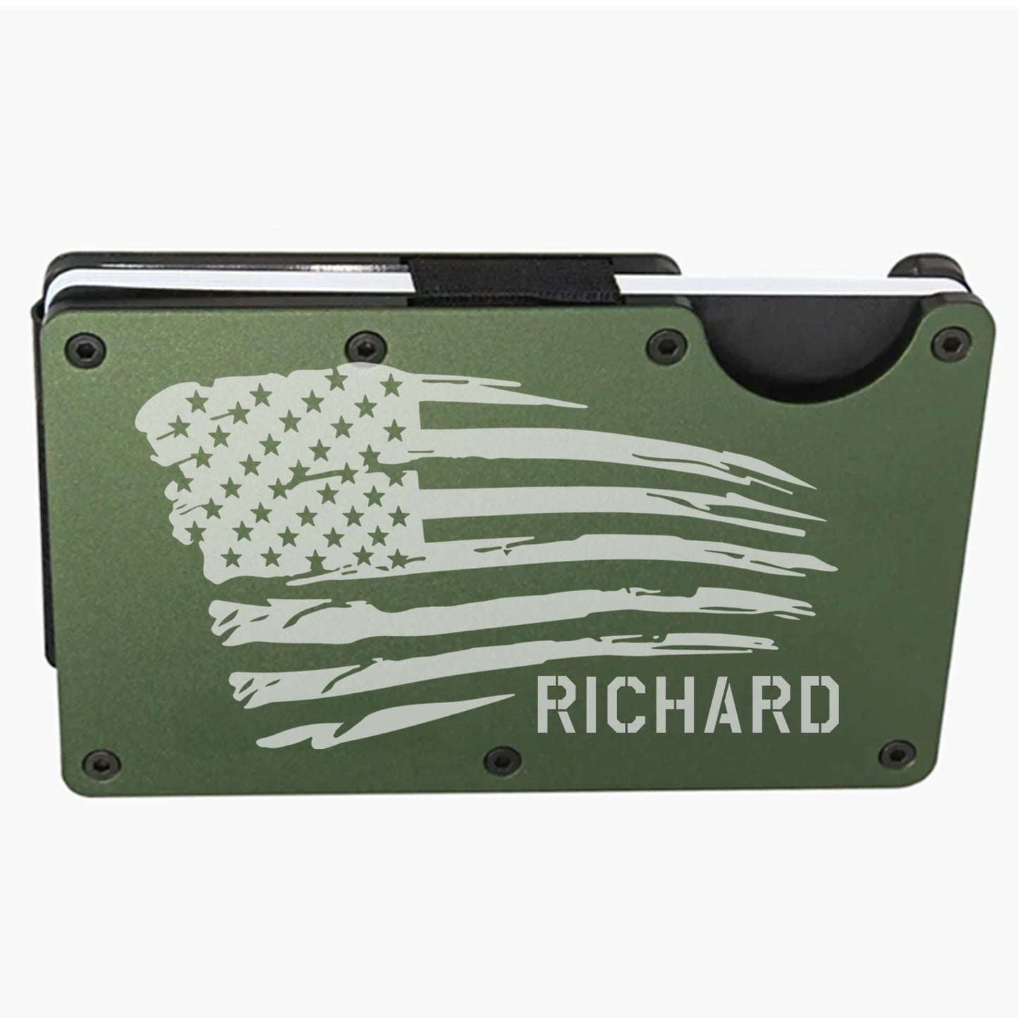 American Flag Slim Minimalist RFID Men's Engraved Personalized Wallet