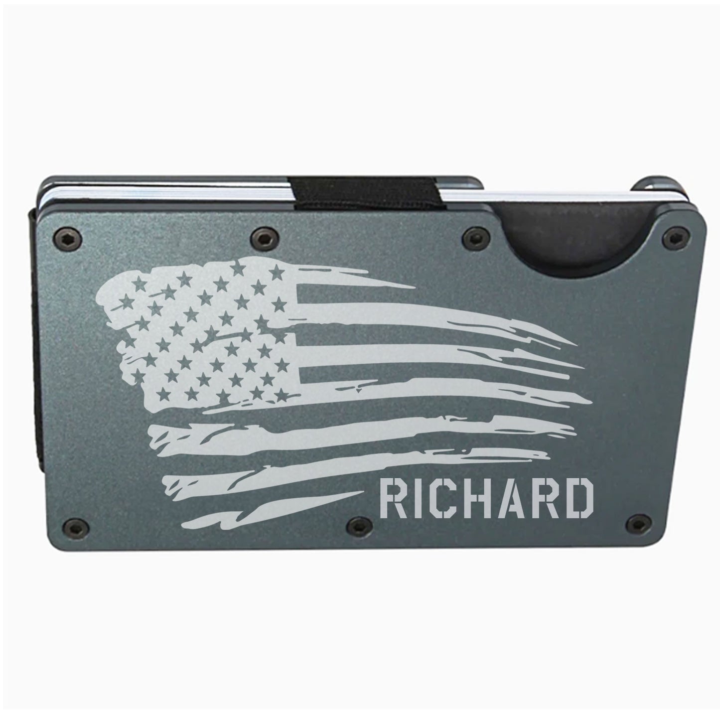 American Flag Slim Minimalist RFID Men's Engraved Personalized Wallet