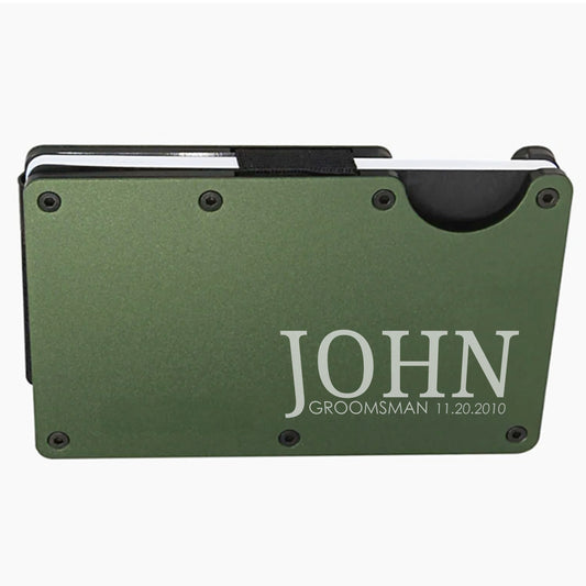 Groomsman Slim Minimalist RFID Men's Engraved Personalized Wallet