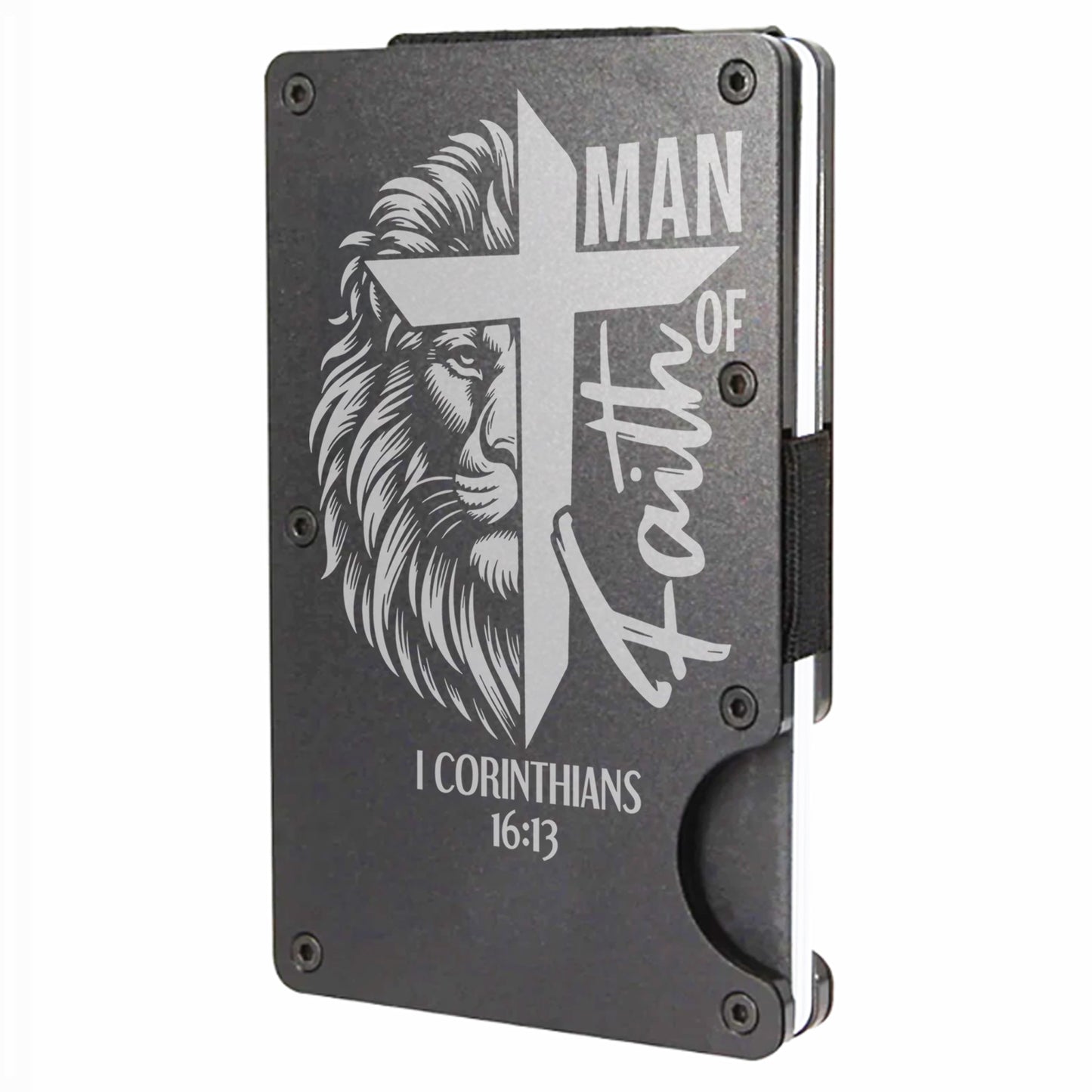 Man of Faith Slim Minimalist RFID Men's Engraved Personalized Wallet