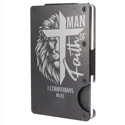 Man of Faith Slim Minimalist RFID Men's Engraved Personalized Wallet