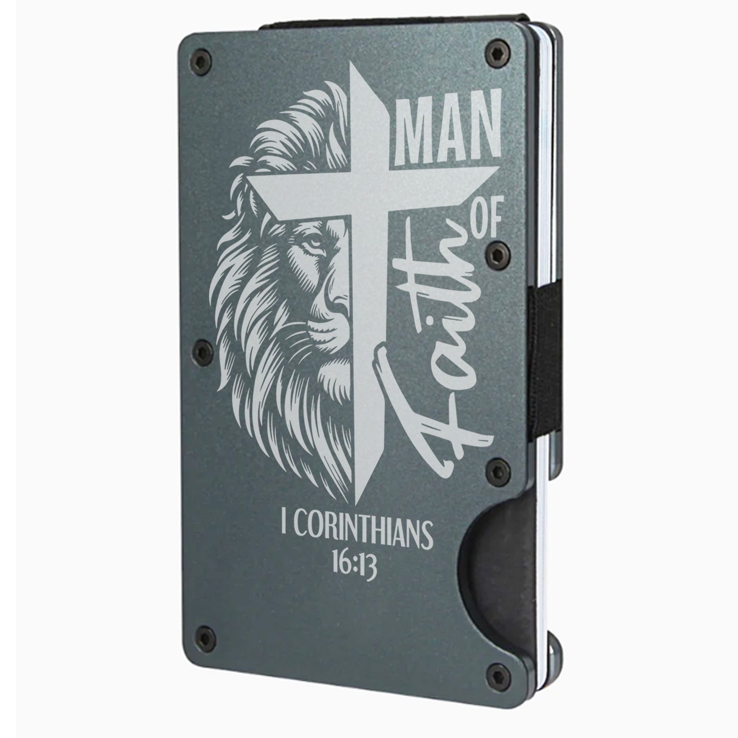 Man of Faith Slim Minimalist RFID Men's Engraved Personalized Wallet