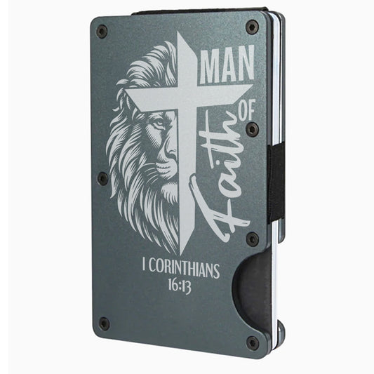 Man of Faith Slim Minimalist RFID Men's Engraved Personalized Wallet