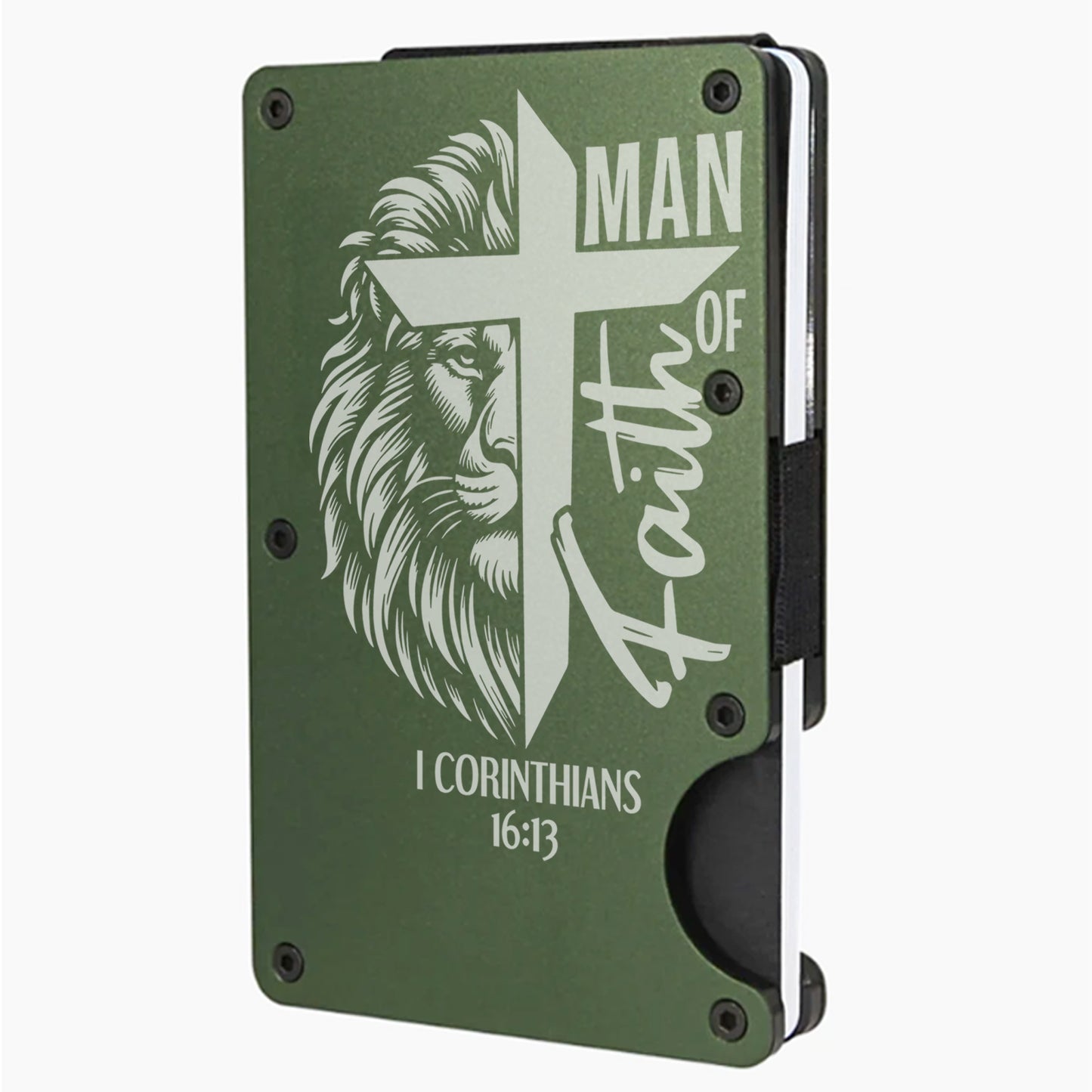 Man of Faith Slim Minimalist RFID Men's Engraved Personalized Wallet