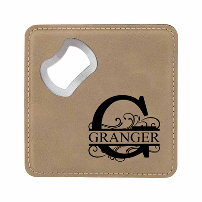 Entwined Monogram Bottle Opener Coaster