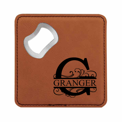 Entwined Monogram Bottle Opener Coaster