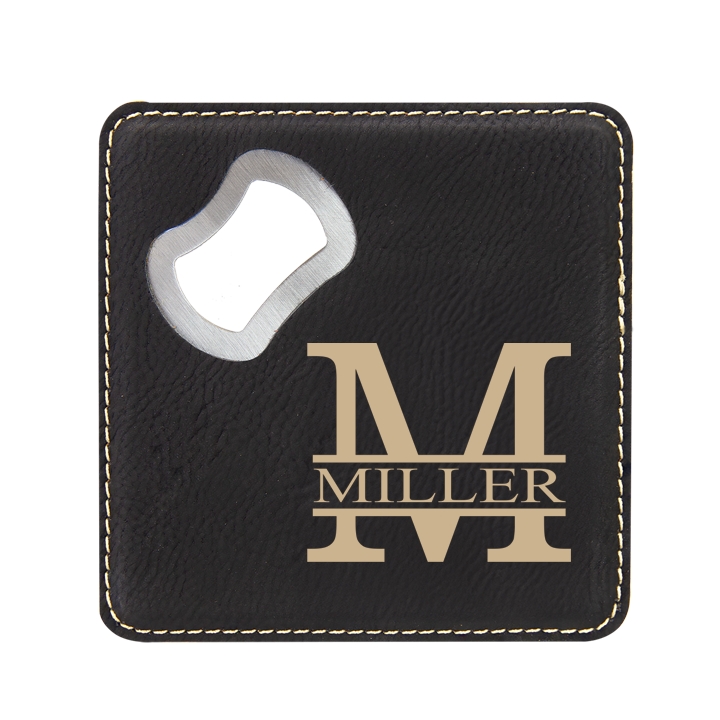 Modern Monogram Bottle Opener Coaster