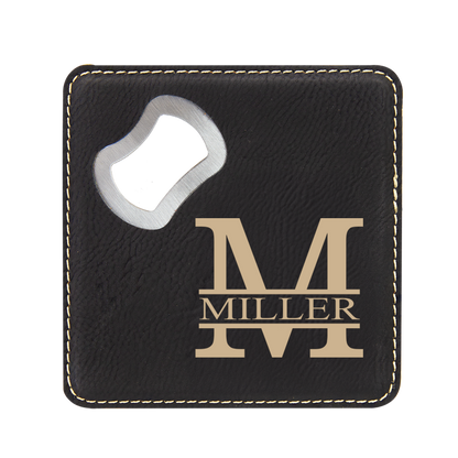 Modern Monogram Bottle Opener Coaster