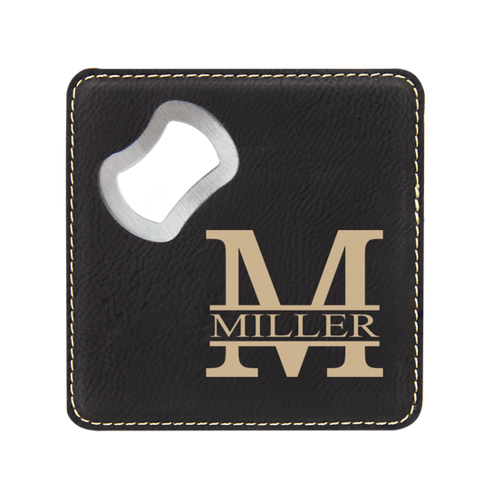 Modern Monogram Bottle Opener Coaster