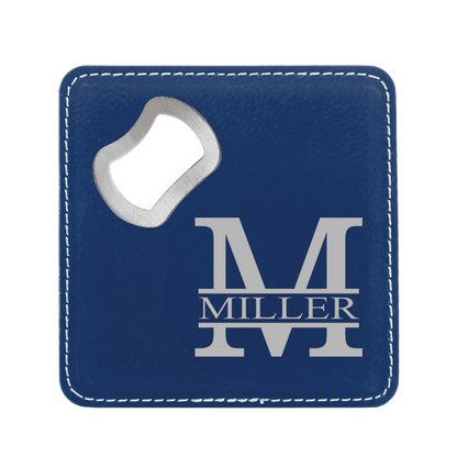 Modern Monogram Bottle Opener Coaster