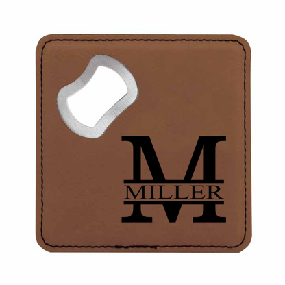 Modern Monogram Bottle Opener Coaster