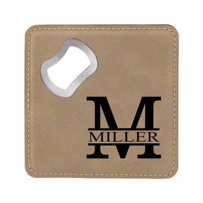 Modern Monogram Bottle Opener Coaster