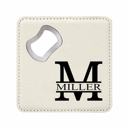 Modern Monogram Bottle Opener Coaster