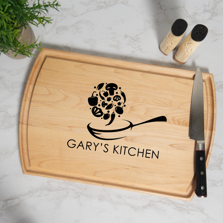 Bountiful Skillet Personalized Cutting Board with Juice Groove