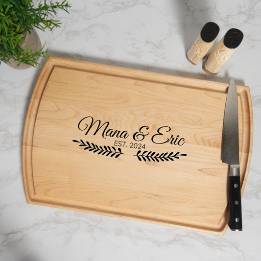 Home Sweet Home Personalized Cutting Board with Juice Groove