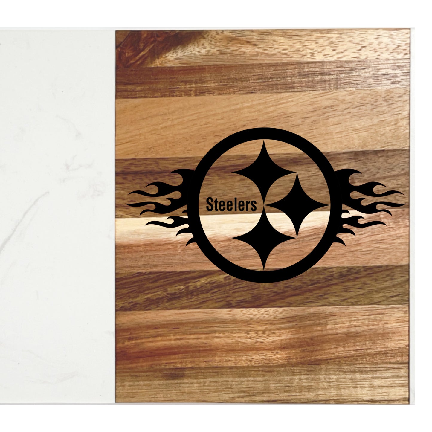 Team Spirit Pro Football Acacia Wood & Marble Serving Board