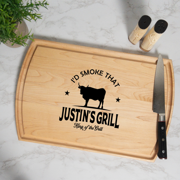 I'd Smoke That Personalized Cutting Board with Juice Groove