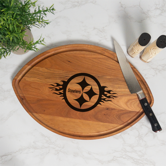 Inferno Personalized Football Cutting Board with Juice Groove