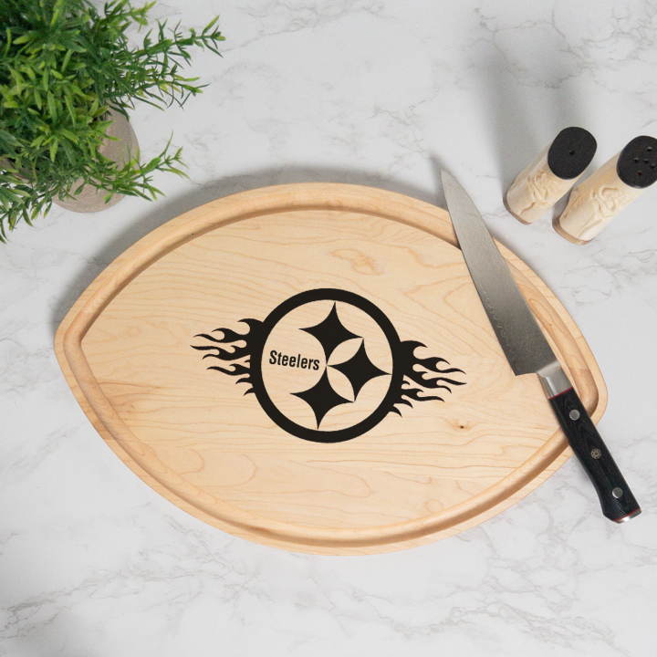 Inferno Personalized Football Cutting Board with Juice Groove