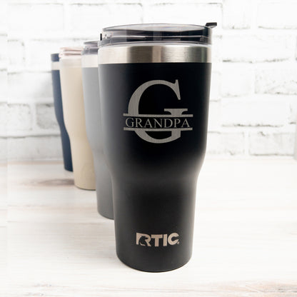 Modern Monogram Custom Engraved RTIC Tumbler 30oz