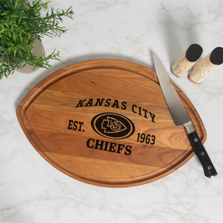 Old School Personalized Football Cutting Board with Juice Groove