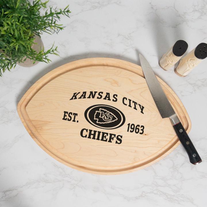 Old School Personalized Football Cutting Board with Juice Groove