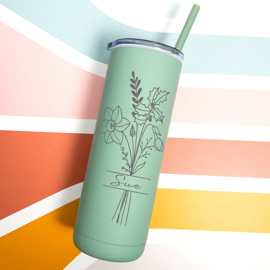 Seasonal Bouquet Custom Engraved Soft Matte Tumbler 20oz