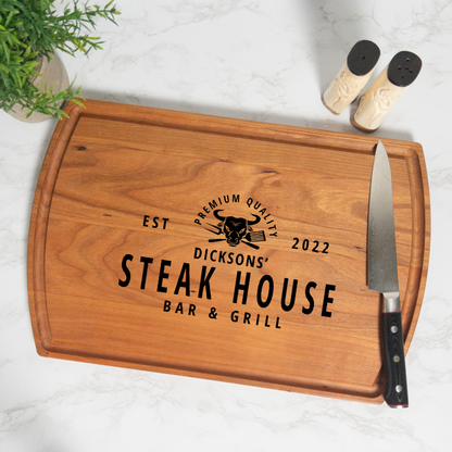 Steak House Personalized Cutting Board with Juice Groove