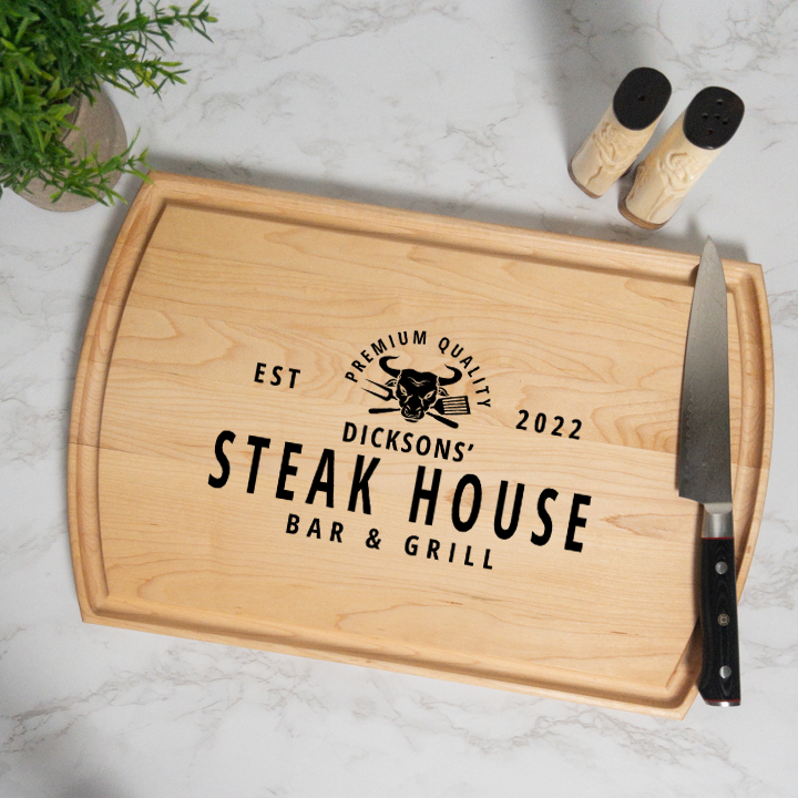 Steak House Personalized Cutting Board with Juice Groove