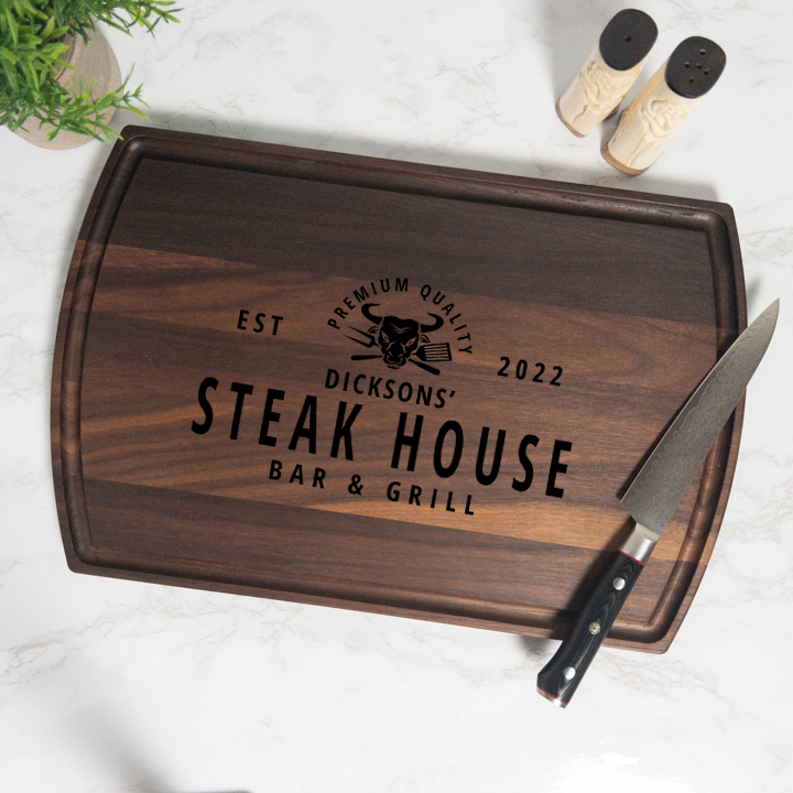 Steak House Personalized Cutting Board with Juice Groove