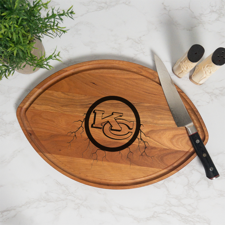 Thunder Strike Personalized Football Cutting Board with Juice Groove