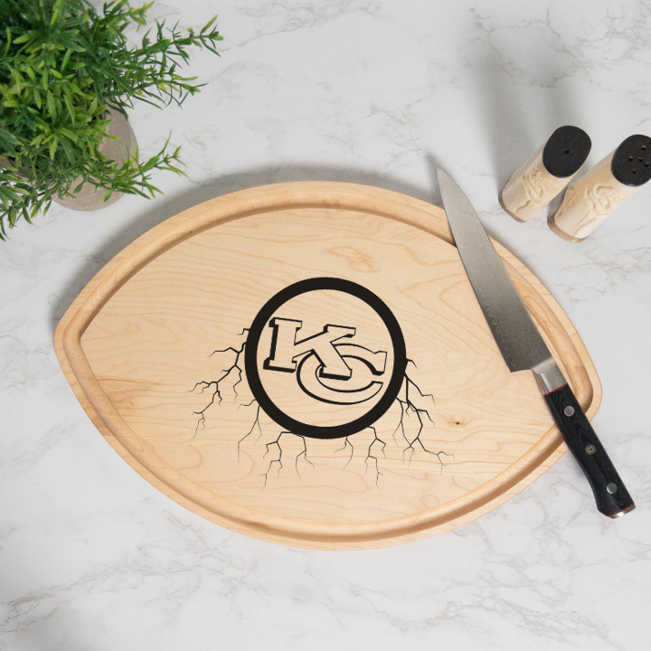 Thunder Strike Personalized Football Cutting Board with Juice Groove