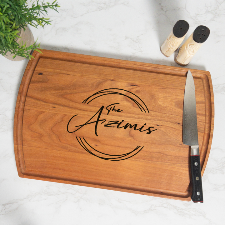 Triple Ring Personalized Cutting Board with Juice Groove