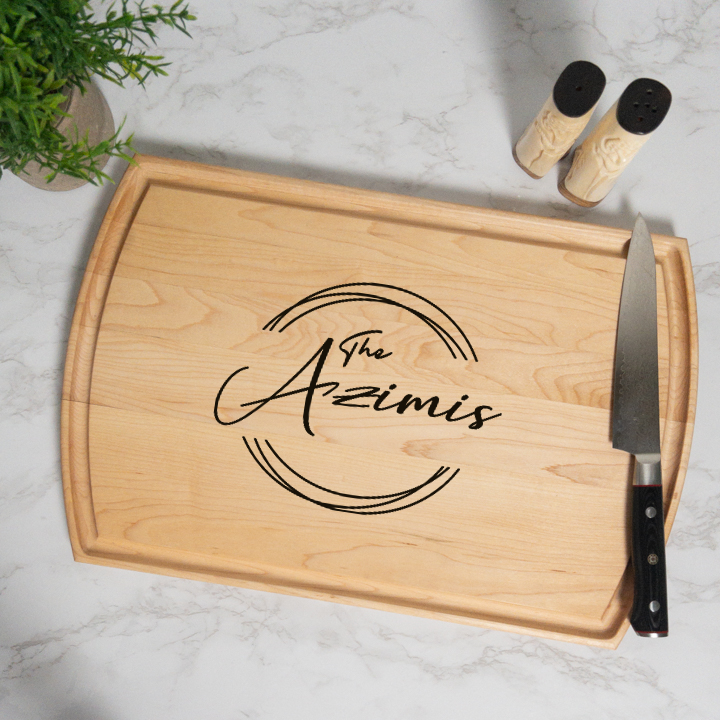 Triple Ring Personalized Cutting Board with Juice Groove