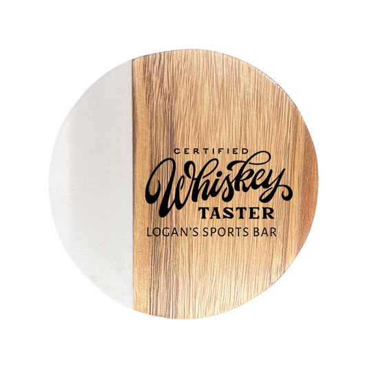 Whiskey Taster Marble and Wood Engraved Coaster