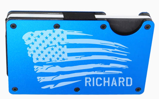 American Flag Slim Minimalist RFID Men's Engraved Personalized Wallet