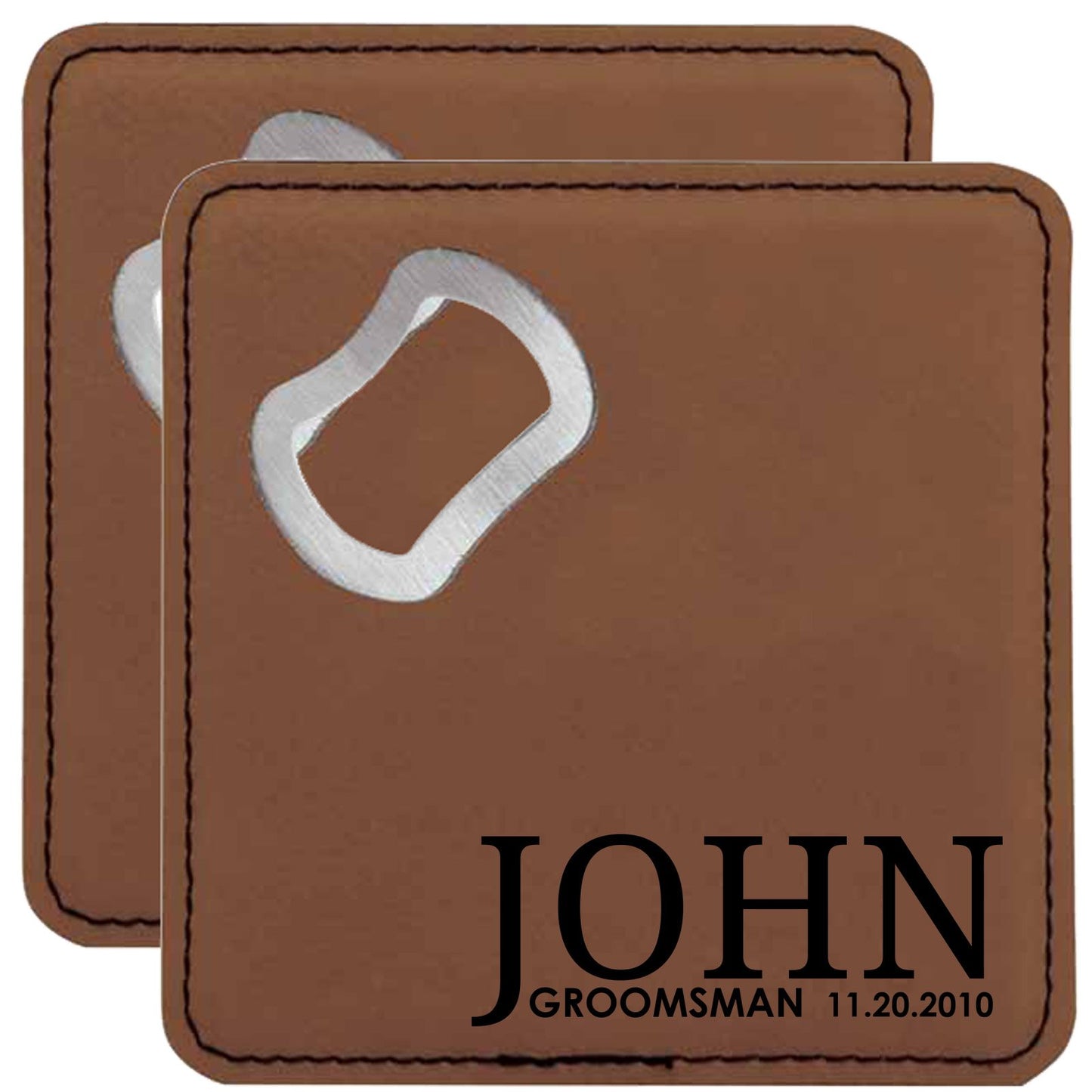 Groomsman Personalized Coaster with Bottle Opener Set of 2