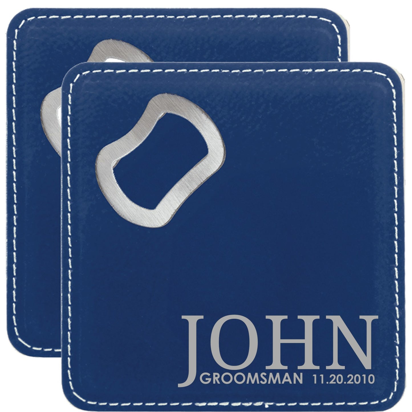 Groomsman Personalized Coaster with Bottle Opener Set of 2